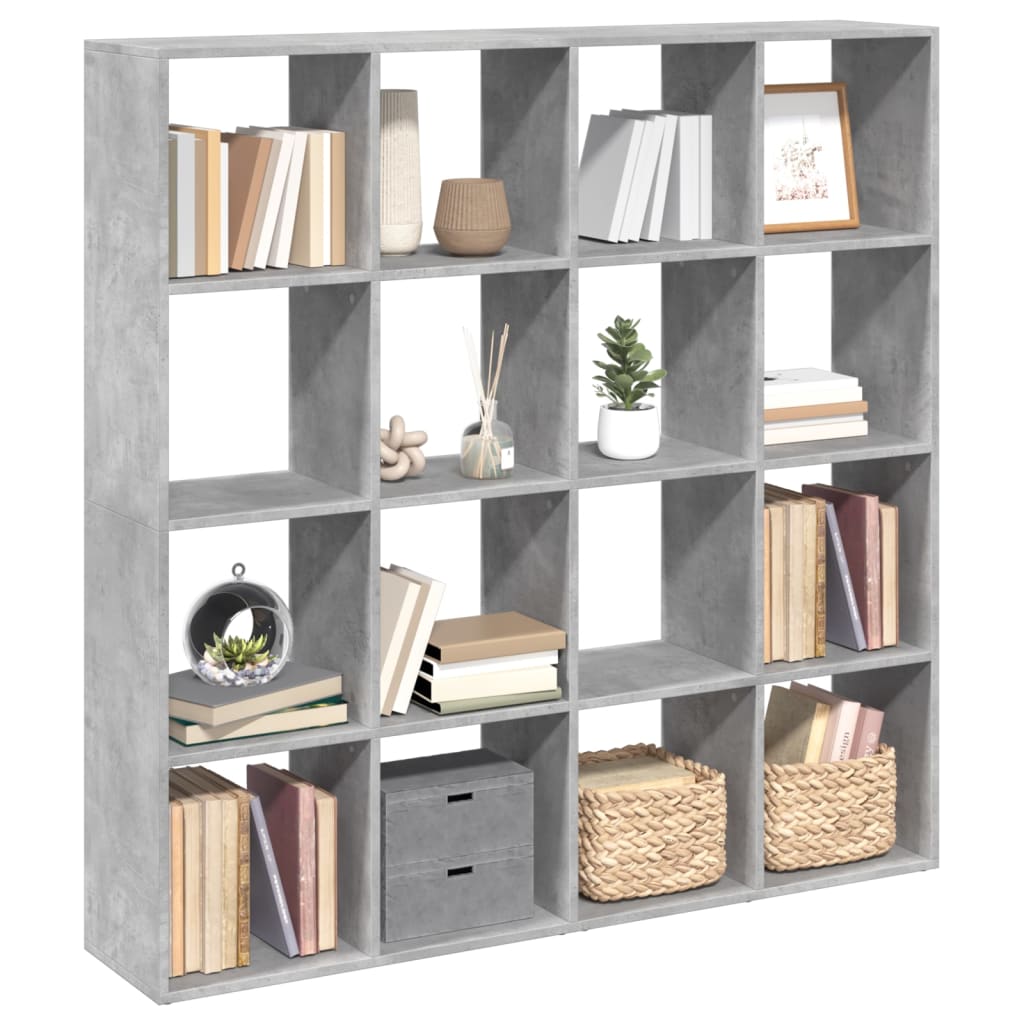 Bookcase, concrete gray, 137.5x29x137.5 cm, processed wood