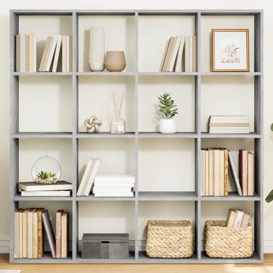 Bookcase, concrete gray, 137.5x29x137.5 cm, processed wood