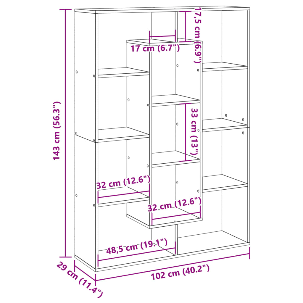 Bibliotecă, alb, 102x29x143 cm, lemn prelucrat