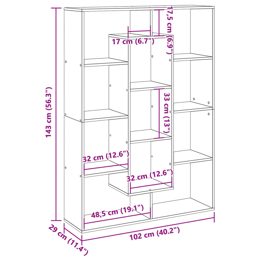 Dulap cu cărți stejar Sonoma 102x29x143 cm lemn prelucrat