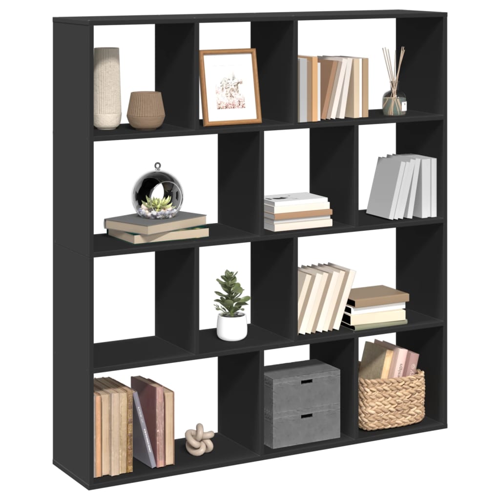 Bookcase, black, 132x29x141.5 cm, processed wood