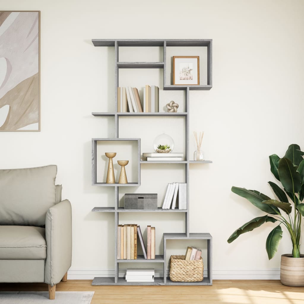 Bookcase, sonoma grey, 92x29x188 cm, engineered wood