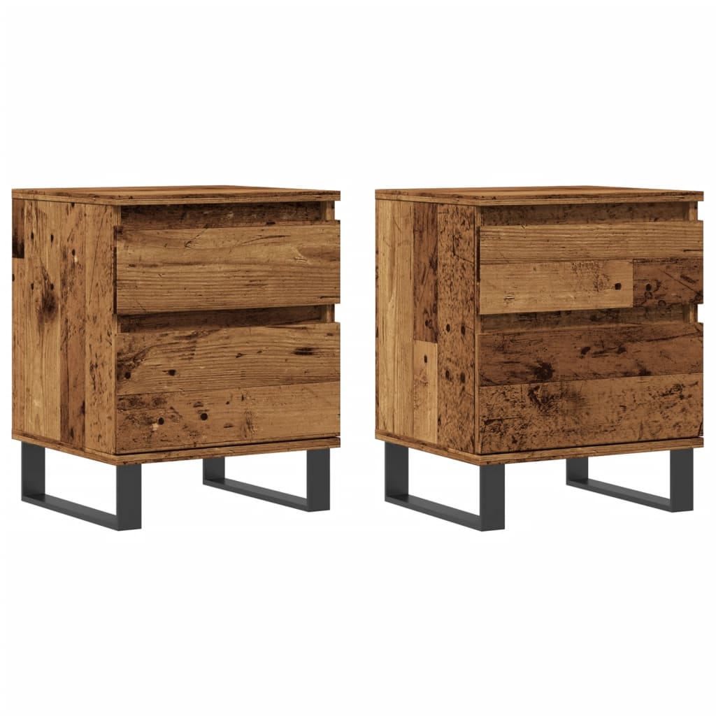 Bedside tables, 2 pcs., old wood, 40x35x50 cm, processed wood