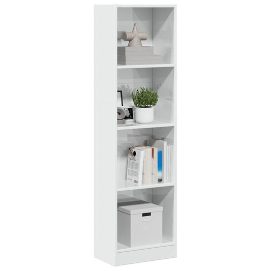 Bookcase, high-gloss white, 40x24x143 cm, engineered wood