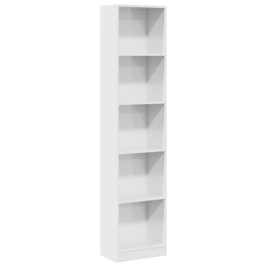 Bookcase, high-gloss white, 40x24x176 cm, engineered wood