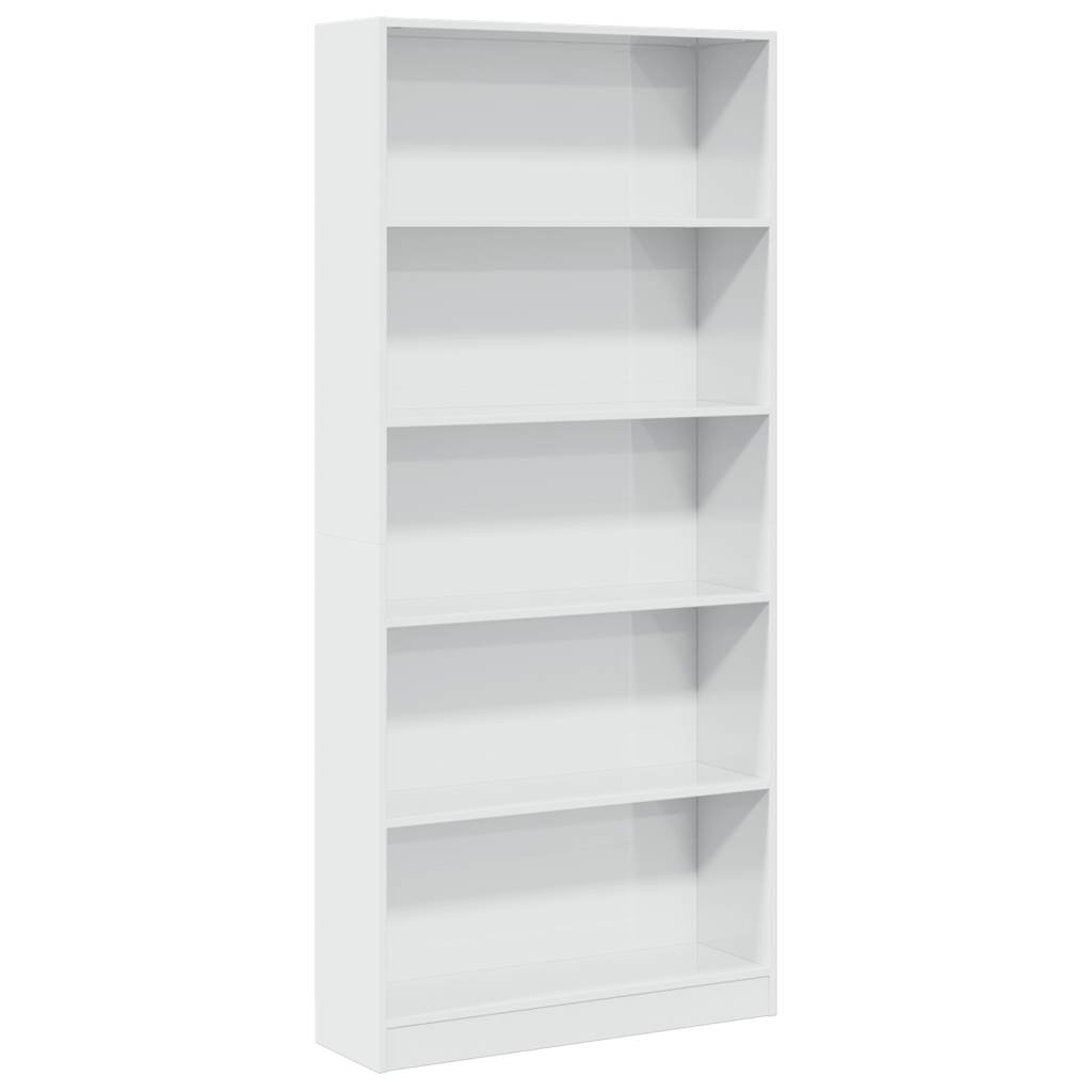 Bookcase, high-gloss white, 80x24x176 cm, engineered wood