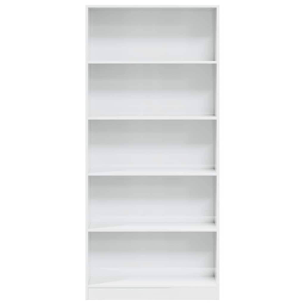 Bookcase, high-gloss white, 80x24x176 cm, engineered wood