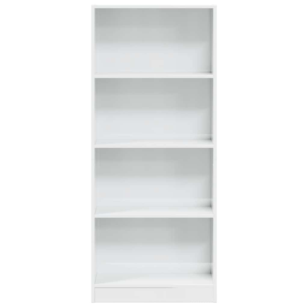 Bookcase, high-gloss white, 60x24x143 cm, engineered wood