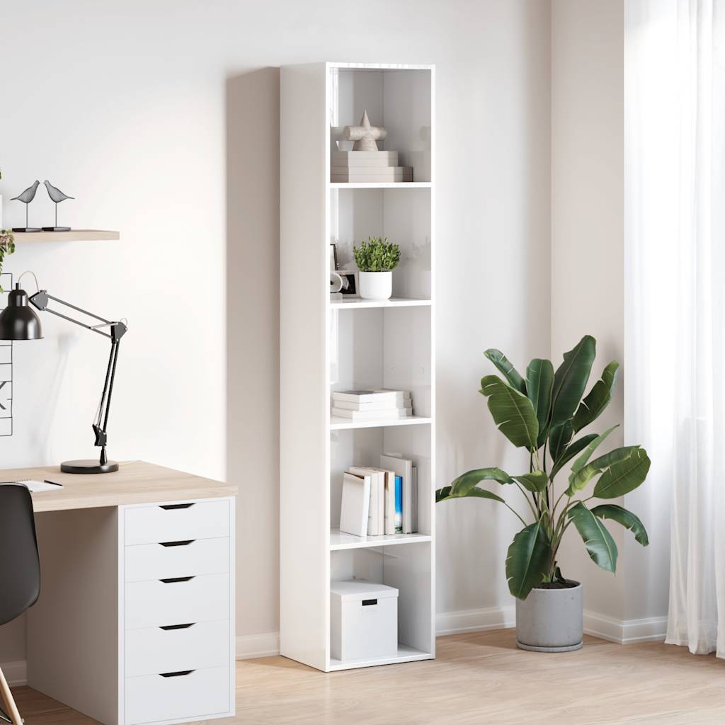 Bookcase, high-gloss white, 40x30x189 cm, engineered wood