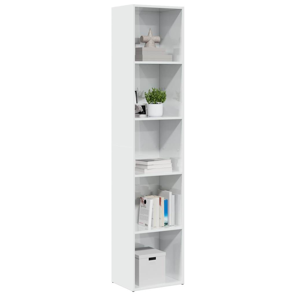 Bookcase, high-gloss white, 40x30x189 cm, engineered wood