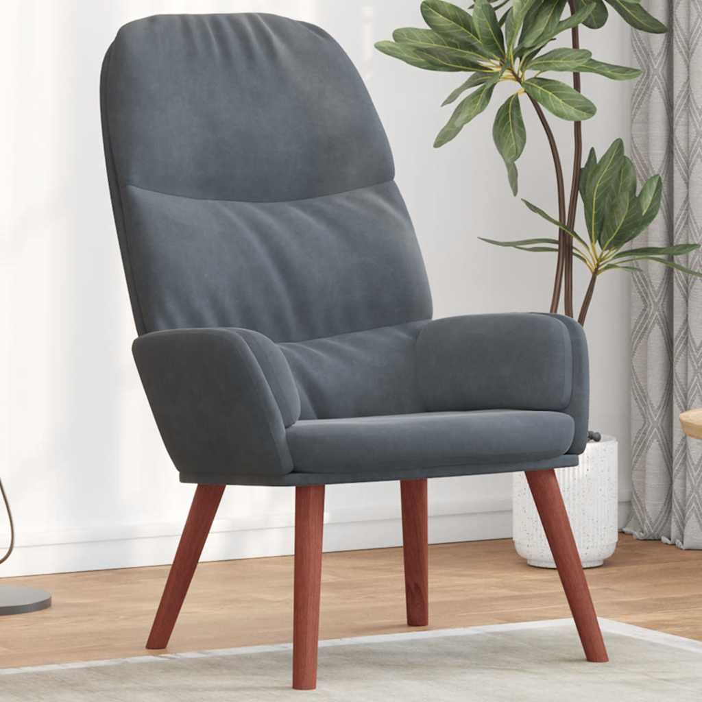 Lounge chair, dark grey, velvet