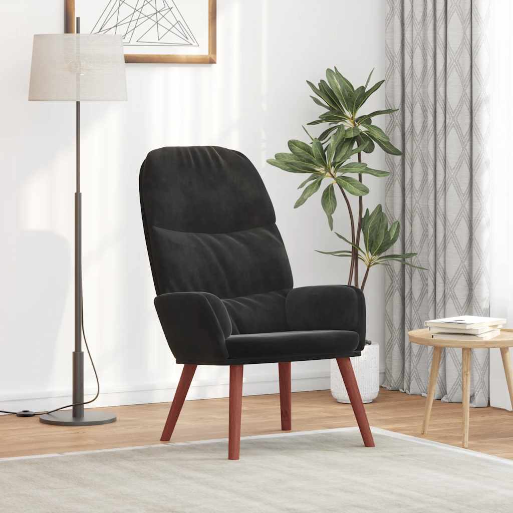 Lounge chair, black, velvet