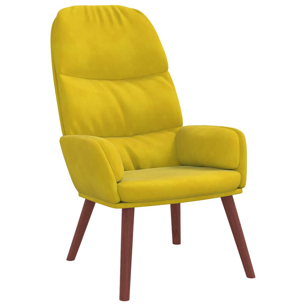 Yellow velvet lounge chair