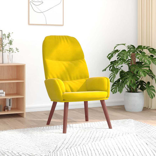 Yellow velvet lounge chair