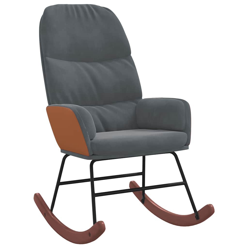 Rocking chair, dark grey, velvet