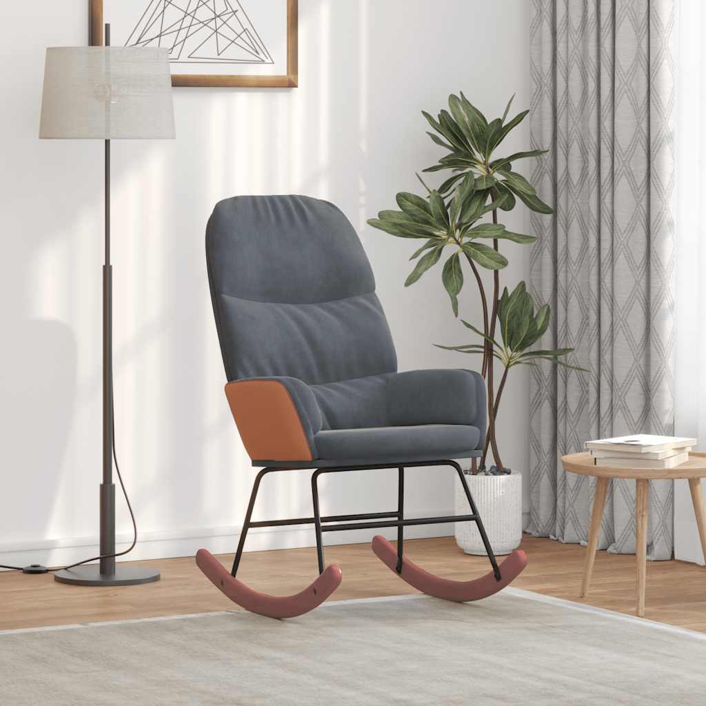 Rocking chair, dark grey, velvet