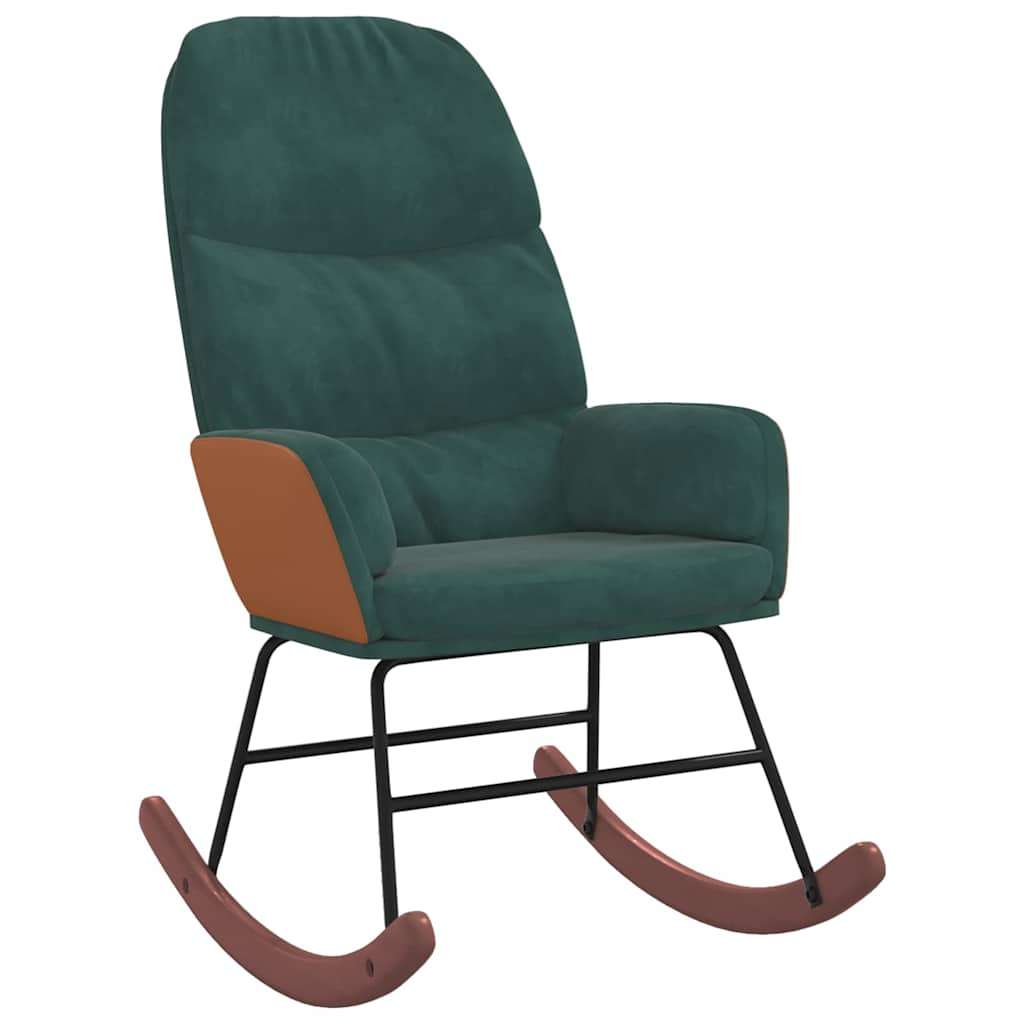 Rocking chair, dark green, velvet