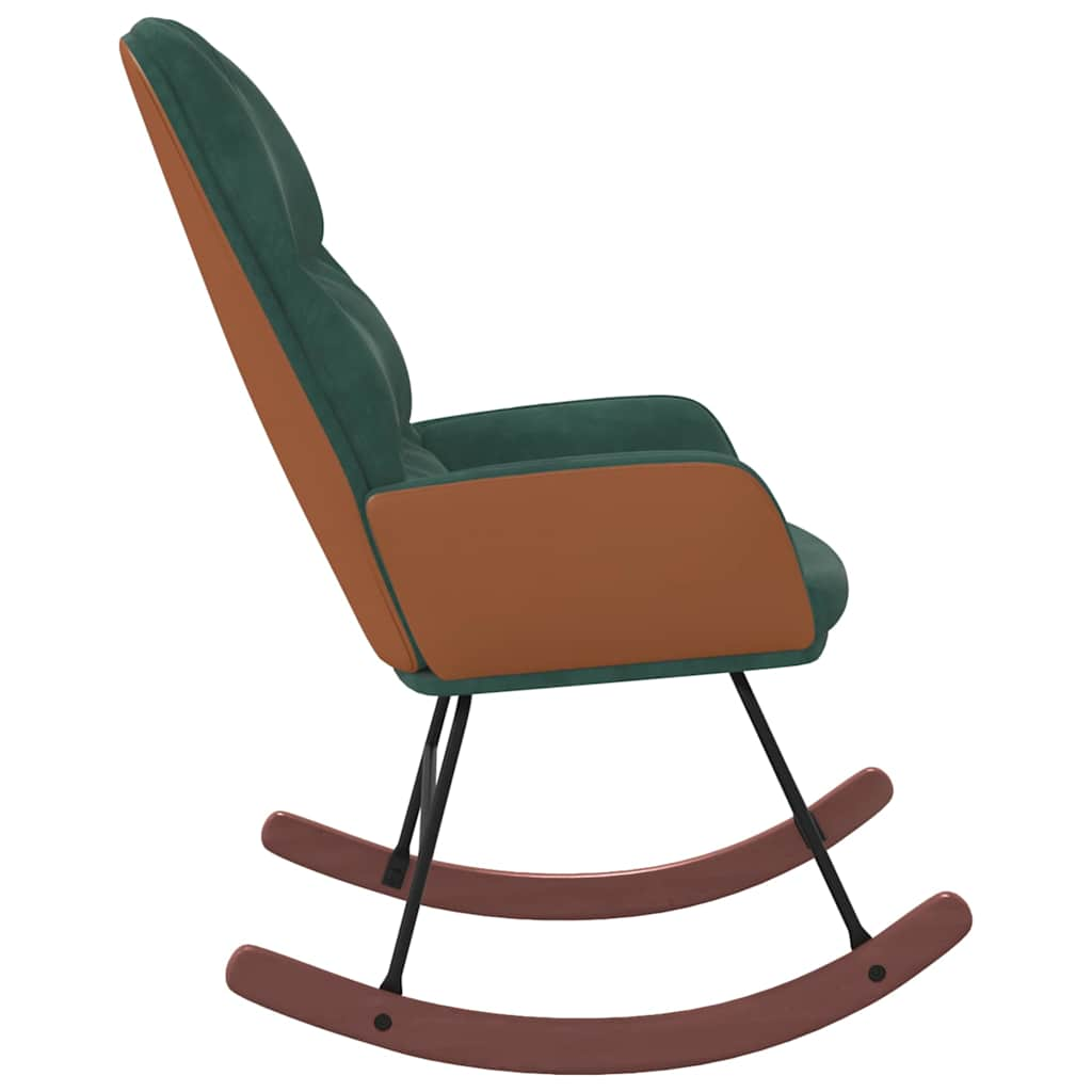 Rocking chair, dark green, velvet