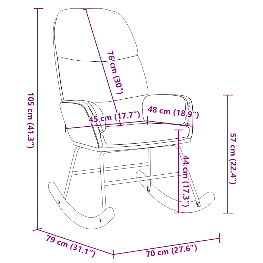 Rocking chair, dark green, velvet