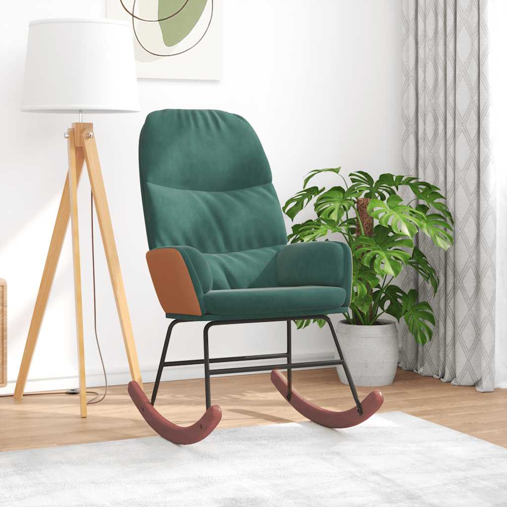 Rocking chair, dark green, velvet