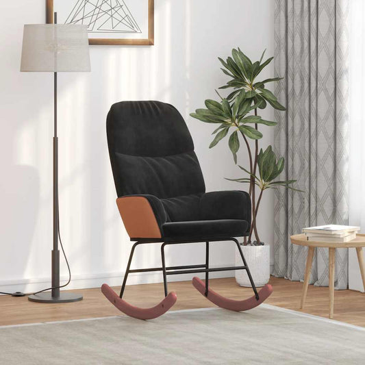 Rocking chair, black, velvet