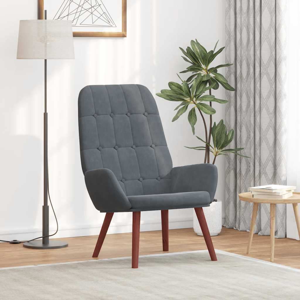 Lounge chair, dark grey, velvet