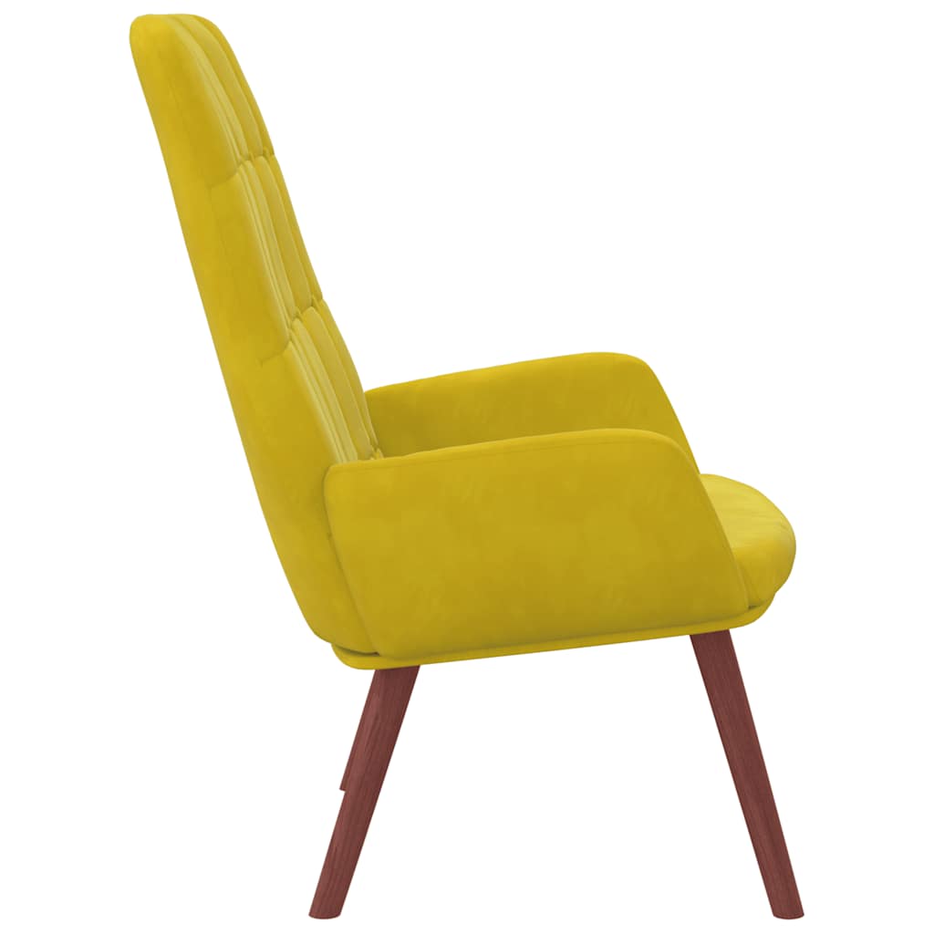 Yellow velvet lounge chair