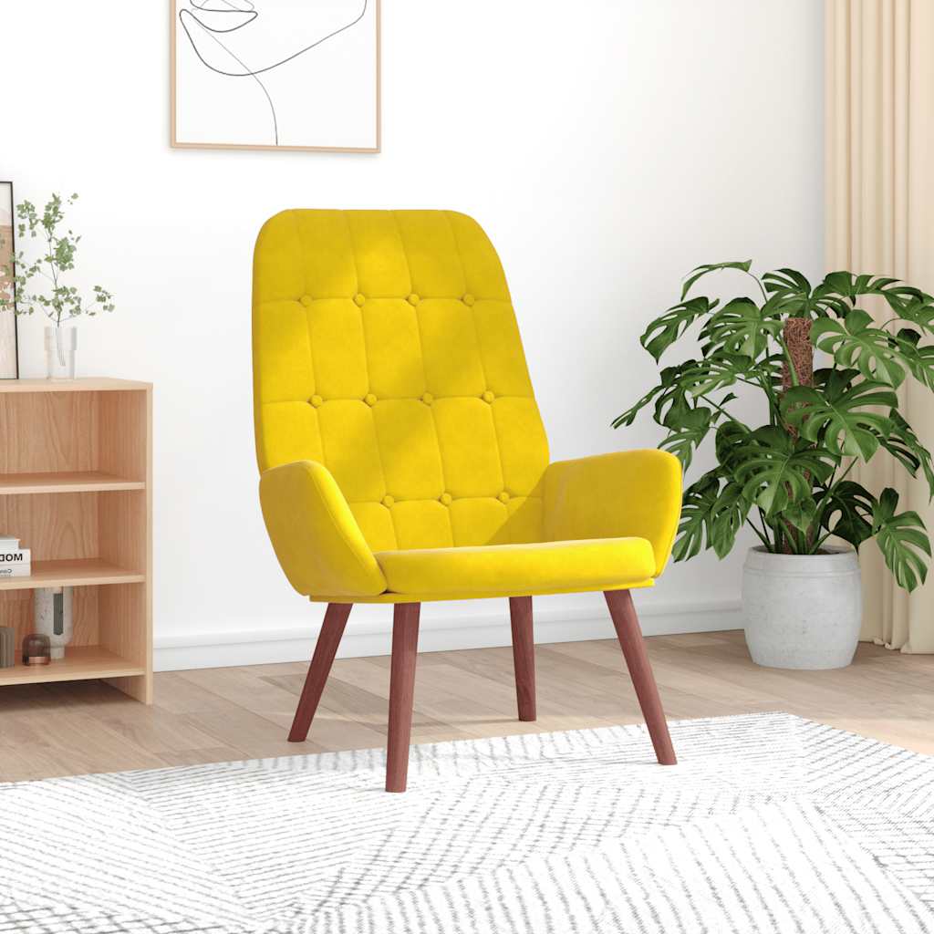 Yellow velvet lounge chair