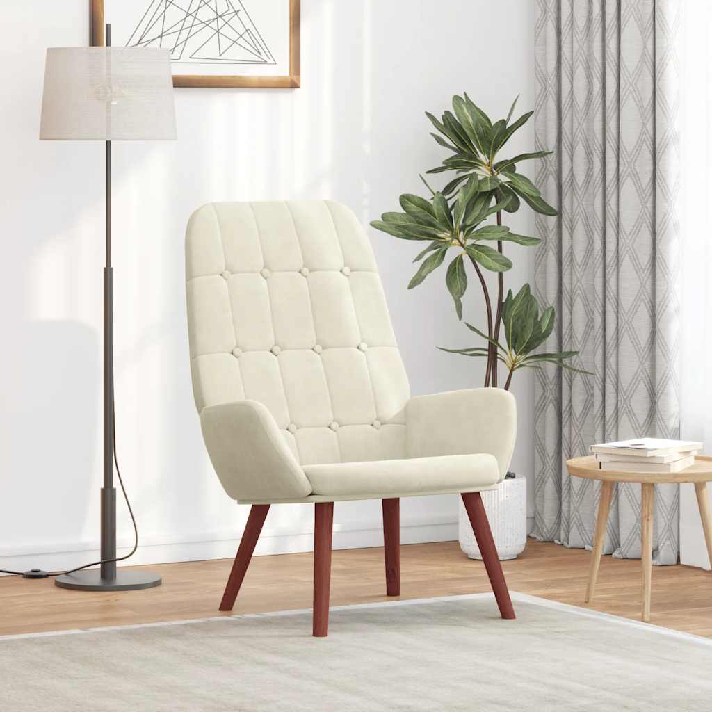 Lounge chair, cream white, velvet