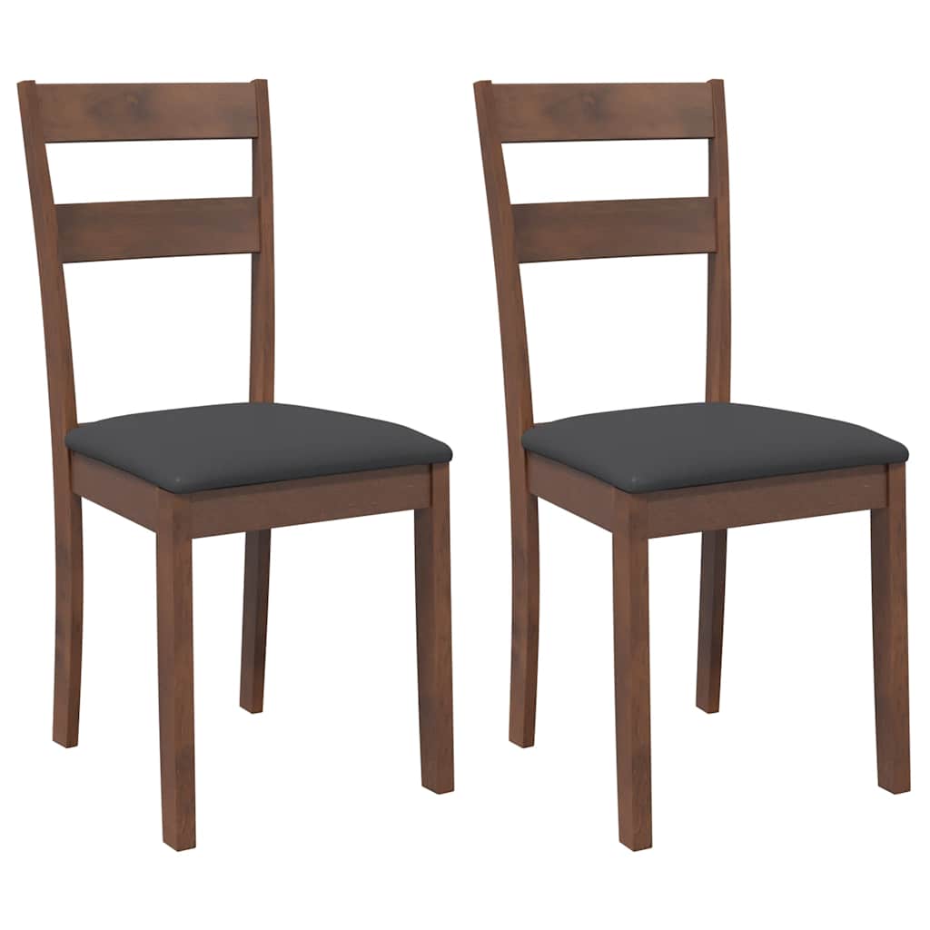 Dining room chairs with cushions 2 pcs. rubber made of solid wood brown