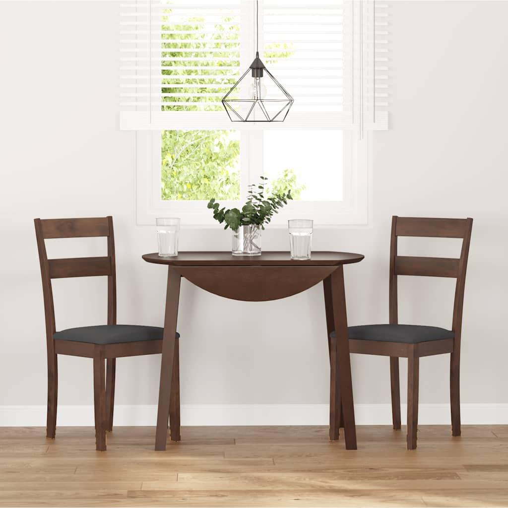 Dining room chairs with cushions 2 pcs. rubber made of solid wood brown