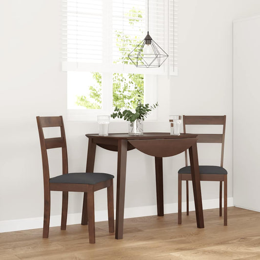 Dining room chairs with cushions 2 pcs. rubber made of solid wood brown