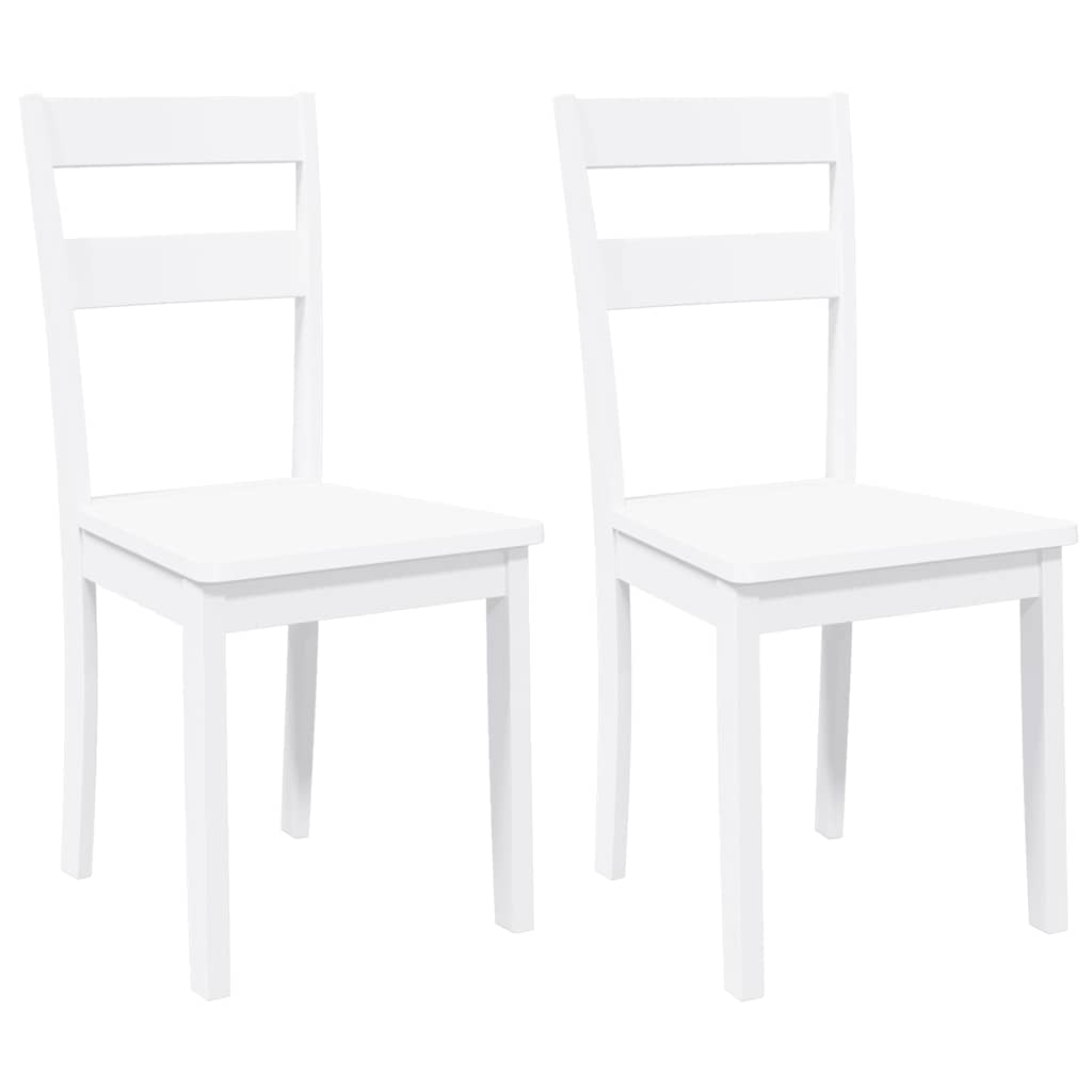 Dining Chairs 2 pcs Solid Wood Rubber White