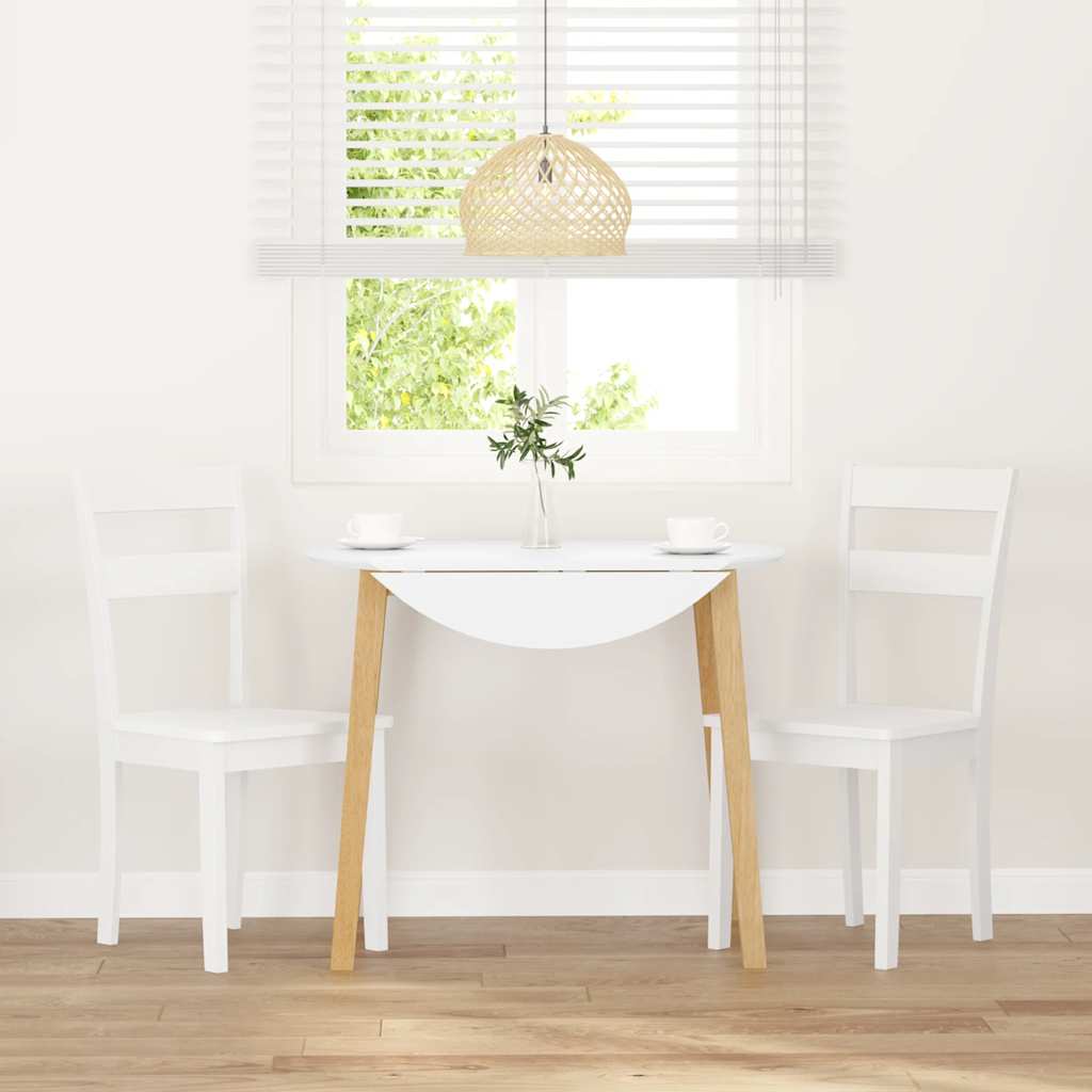 Dining Chairs 2 pcs Solid Wood Rubber White