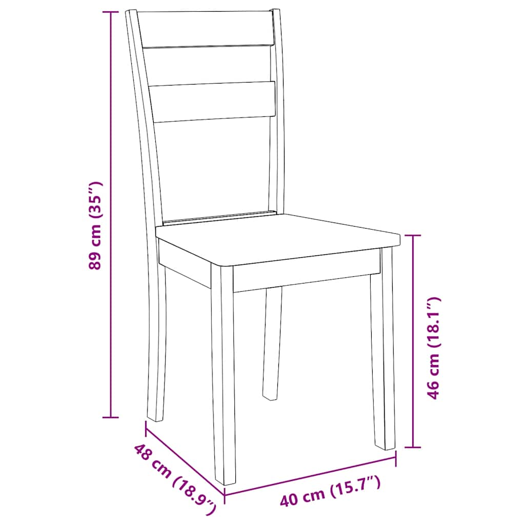 Dining Chairs 2 pcs Solid Wood Rubber White