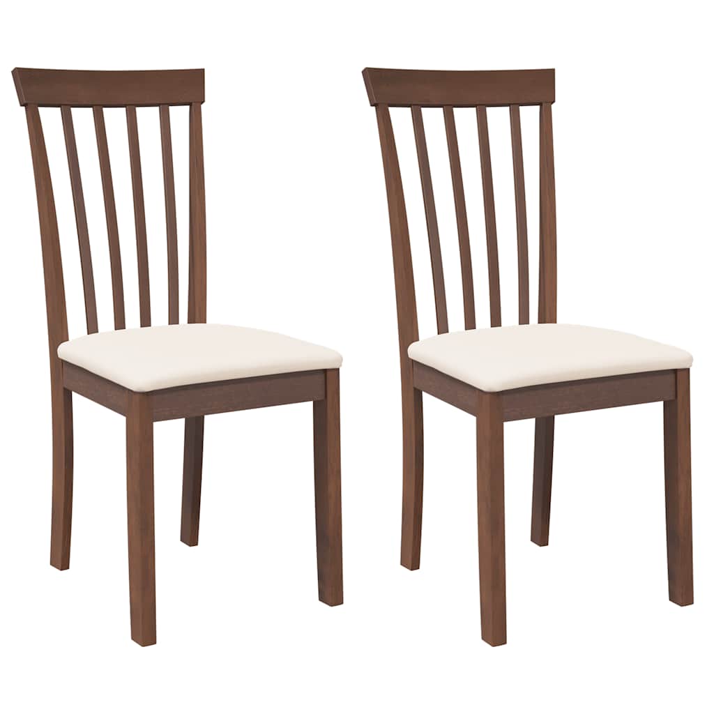 Dining room chairs with cushions 2 pcs. rubber made of solid wood brown