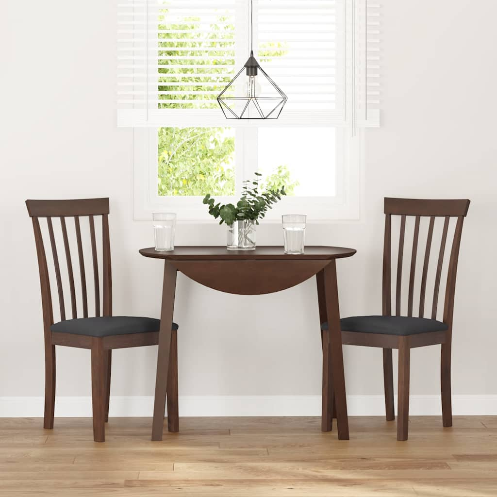 Dining room chairs with cushions 2 pcs. rubber made of solid wood brown