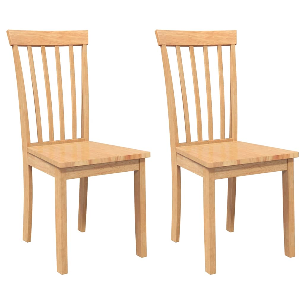 2-Piece Natural Solid Wood Rubber Dining Chairs