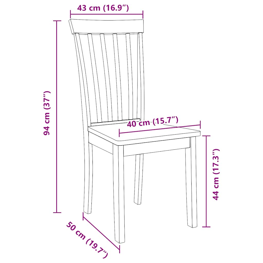 2-Piece Natural Solid Wood Rubber Dining Chairs