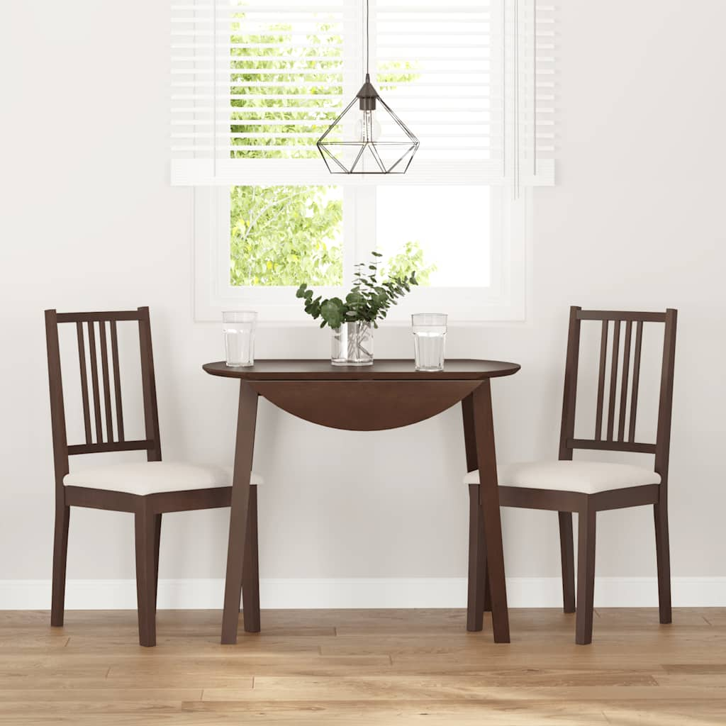 Dining room chairs with cushions 2 pcs. rubber made of solid wood brown