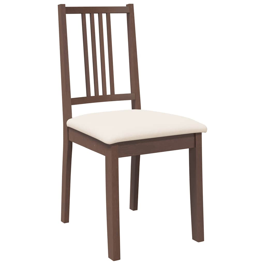 Dining room chairs with cushions 2 pcs. rubber made of solid wood brown