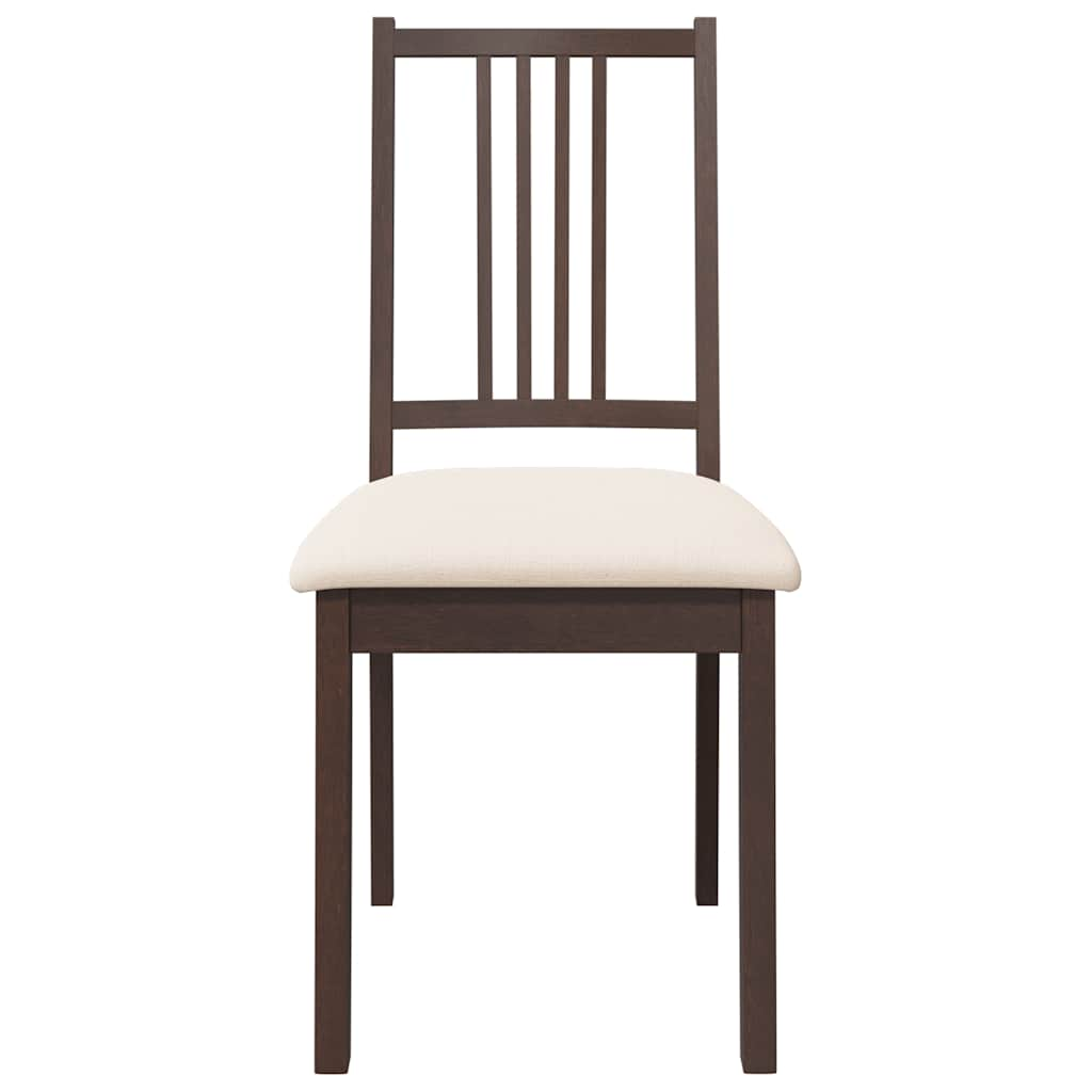 Dining room chairs with cushions 2 pcs. rubber made of solid wood brown