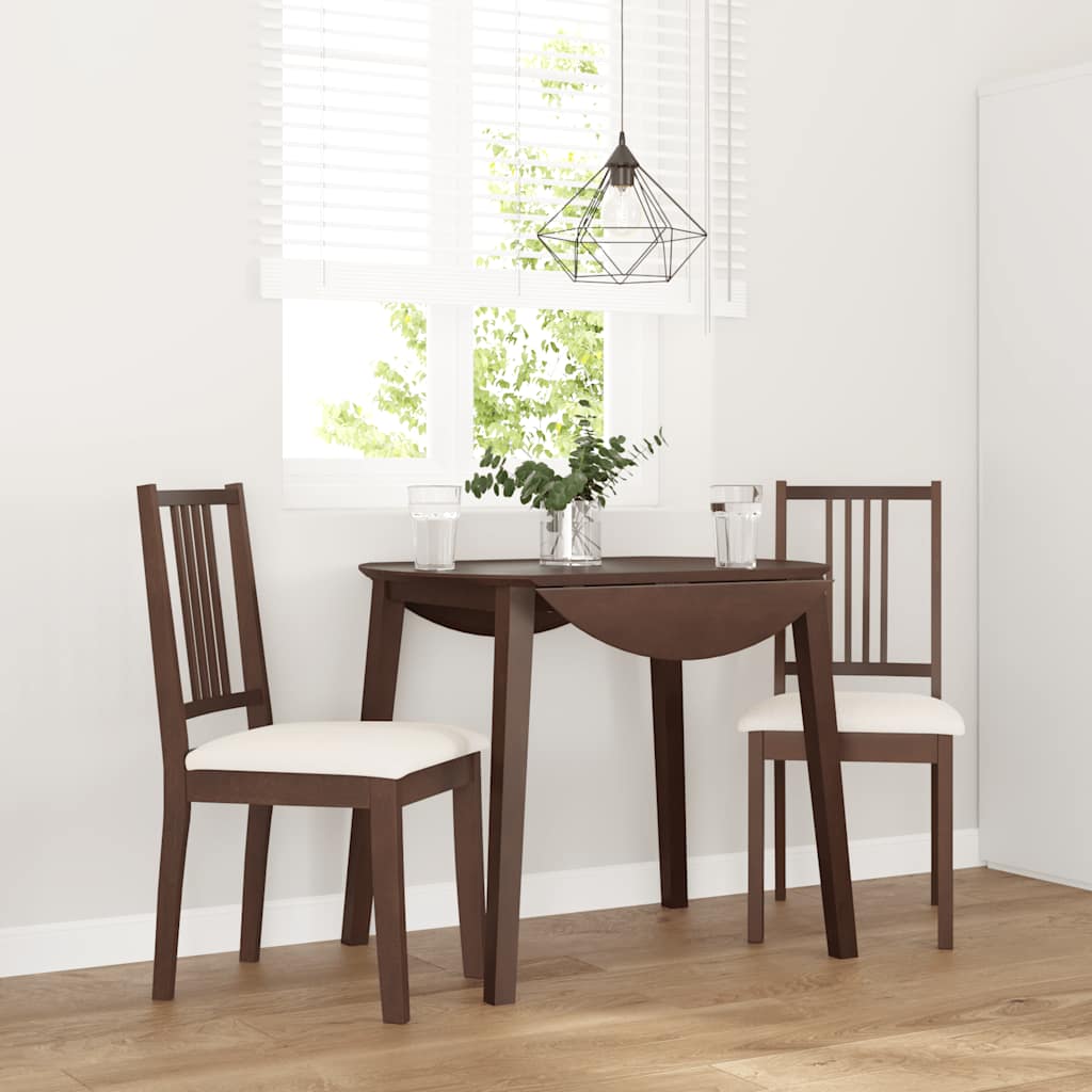 Dining room chairs with cushions 2 pcs. rubber made of solid wood brown