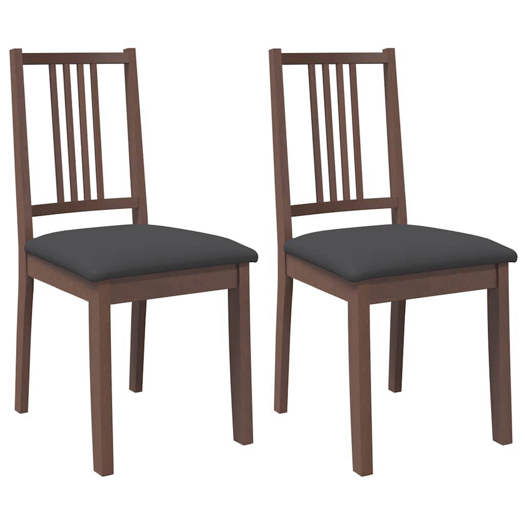 Dining room chairs with cushions 2 pcs. rubber made of solid wood brown