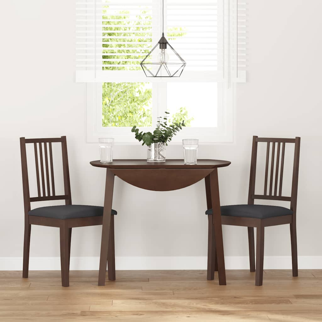 Dining room chairs with cushions 2 pcs. rubber made of solid wood brown