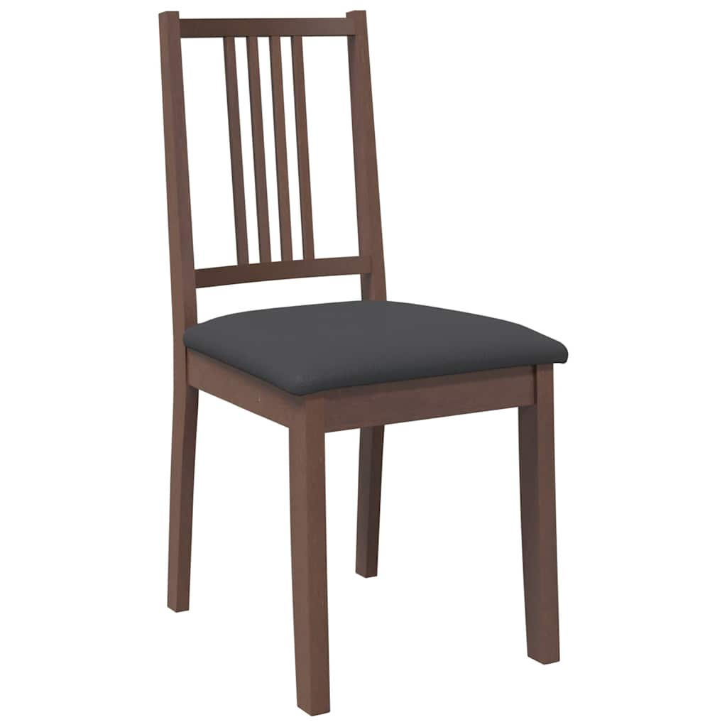 Dining room chairs with cushions 2 pcs. rubber made of solid wood brown