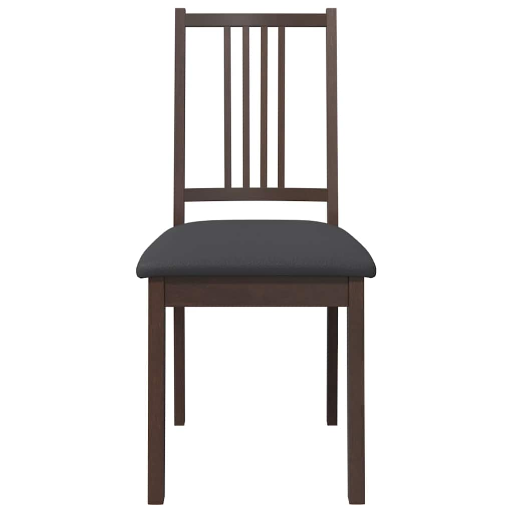 Dining room chairs with cushions 2 pcs. rubber made of solid wood brown