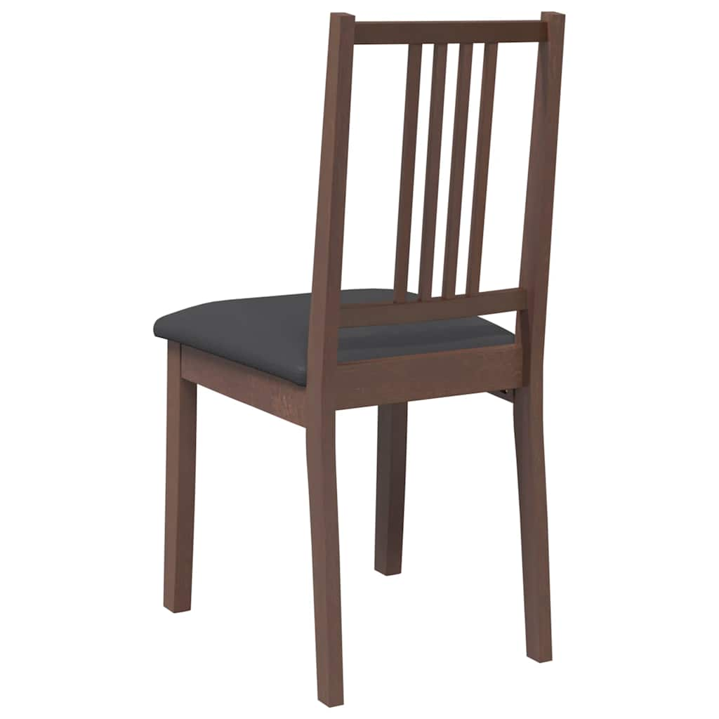 Dining room chairs with cushions 2 pcs. rubber made of solid wood brown