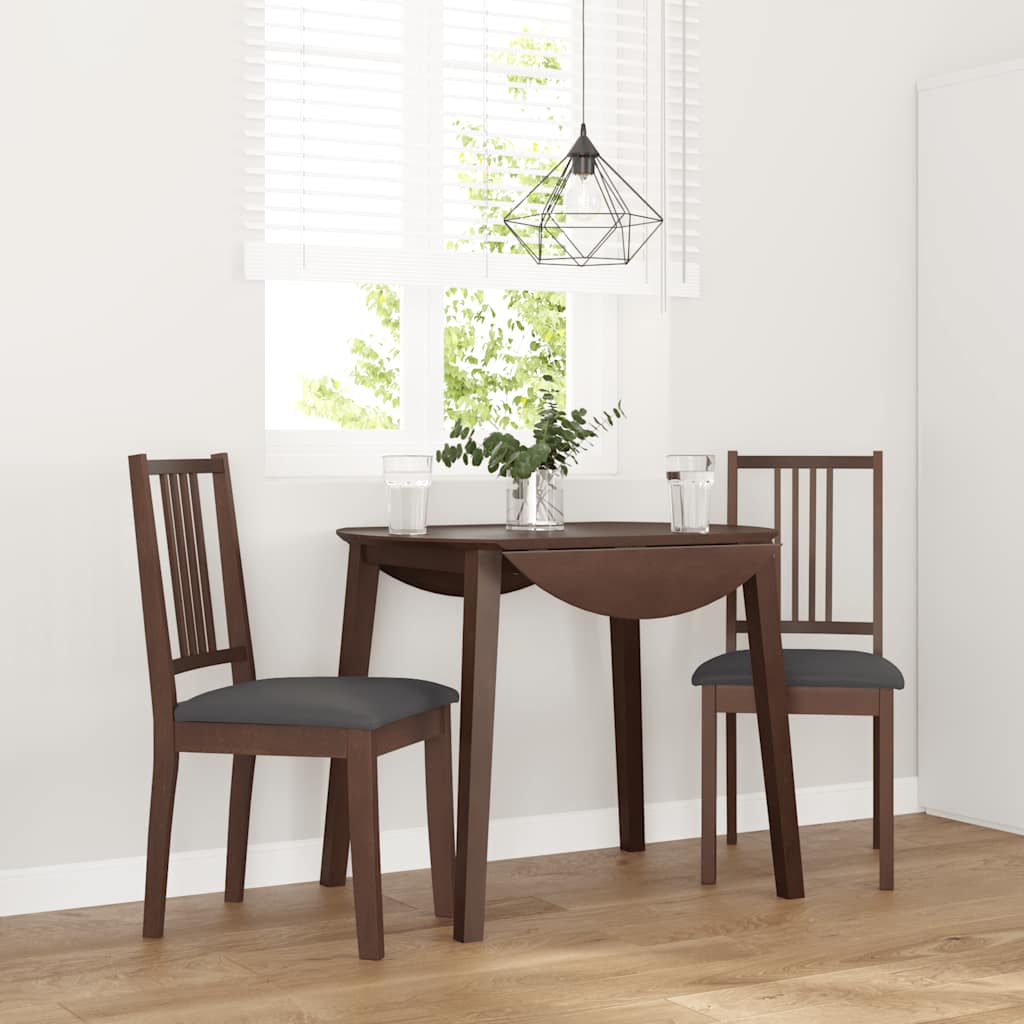 Dining room chairs with cushions 2 pcs. rubber made of solid wood brown