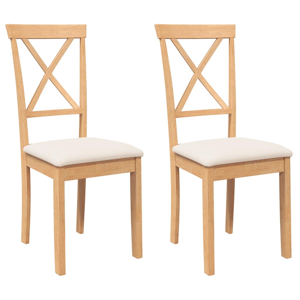 Dining Chairs with Cushions 2 Pieces Solid Wood Rubber